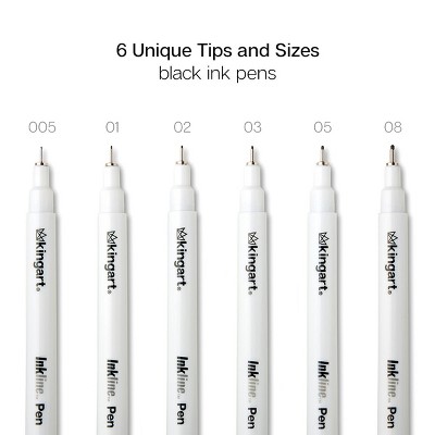 KINGART PRO Inkline Fine Line Pens , 6 pc
