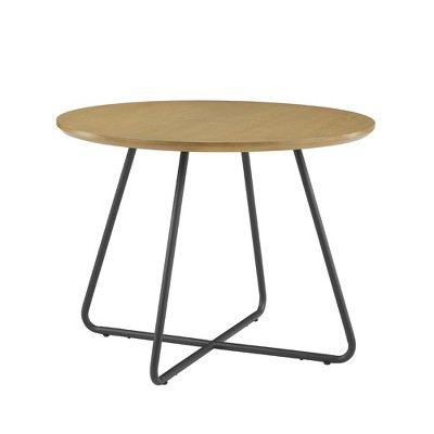 Okak Modern Wood Curved X-Base Round Dining Table Minimalist Style Ready-to-Assemble