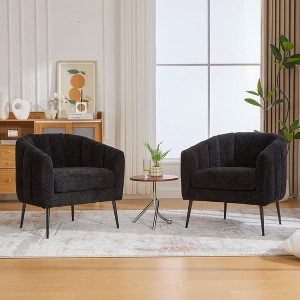 Aortzio Tufted Upholstered Barrel Chair With Metal Legs(Set Of 2) - 1 of 4