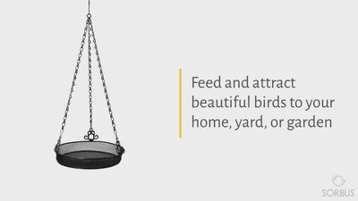 Black Metal Hanging Bird Feeder Tray with Chain