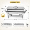 GustoWave 24'' Chafing Dishes for Buffet 2 or 4 Packs, 8 QT Stainless Steel Chafer, Rectangle Servers and Warmers Set with Folding Frame - 3 of 4