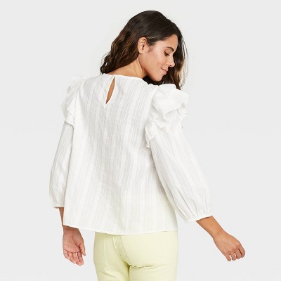 dressy white blouses with ruffles