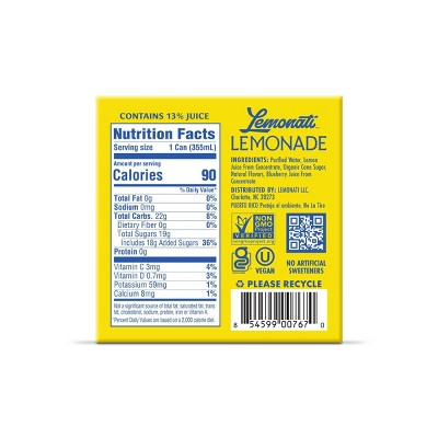 Lemonati Blueberry Sparkling Lemonade - 48 fl oz/4pk