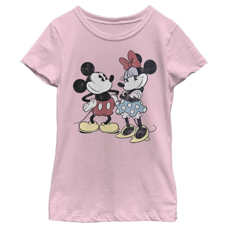 Girl's Disney Mickey Mouse & Minnie Vintage Couple T-Shirt, 1 of 5