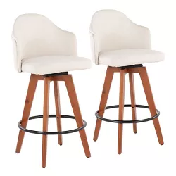 Set of 2 Ahoy Bamboo/Polyester/Metal Counter Height Barstools Walnut/Cream/Black - LumiSource