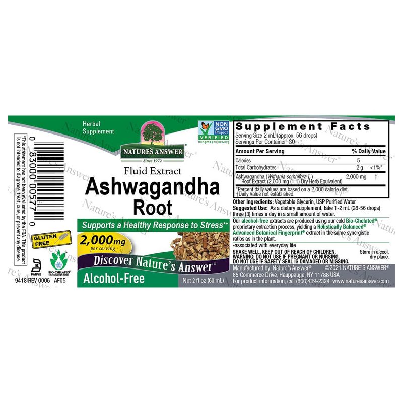 Nature's Answer AF Ashwagandha Withania, Dietary Supplement, 2 oz, 3 of 5