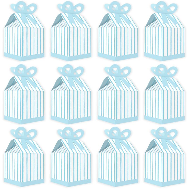 Big Dot of Happiness Blue Stripes - Square Favor Gift Boxes - Simple Party Bow Boxes - Set of 12, 5 of 9