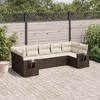 vidaXL 7 Piece Patio Sofa Set with Cushions - Brown and Cream - 2 of 4