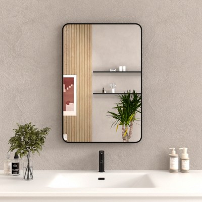 24x36 In Rounded Rectangle Bathroom Mirror, Oil Rubbed Bronze Bathroom Vanity Mirror Farmhouse, Anti-Rust, Hangs Horizontally or Vertically