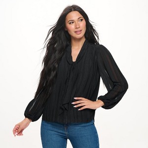 WEST K Women's Audrey Long Balloon Sleeve Scarf-Neck Jacquard Blouse - 1 of 4