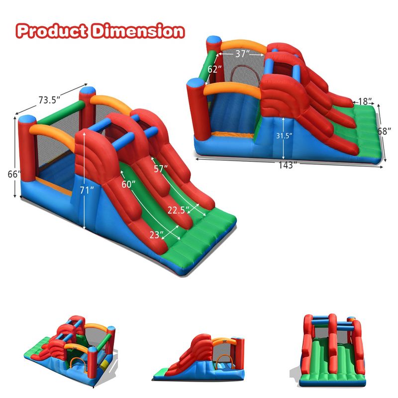 Costway Inflatable Double Slide Bounce House Bouncy Castle w/ 480W Blower, 2 of 11
