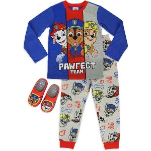 Nickelodeon Paw Patrol Big Boys' 2-Piece Sleepwear & Slipper Set, Blue/Gray, 8 - 1 of 4