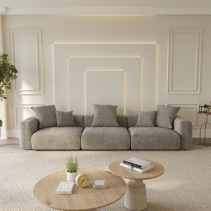 Modular Sectional Sofa Couch,Corduroy Couches with 6 Pillows for Living Room,Cushion Covers Removable& Washable - 1 of 4