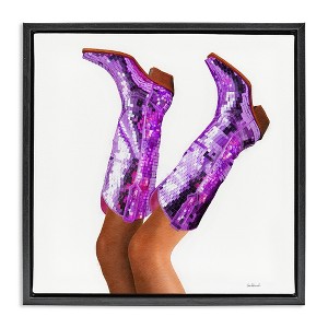 Stupell Industries Purple Glam Cowgirl Boots Floating Frame Canvas Art - 1 of 4