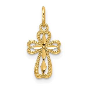 Black Bow Jewelry 14k Yellow Gold Tiny Heart Cross Charm or Pendant, 8 x 18mm - 1 of 4