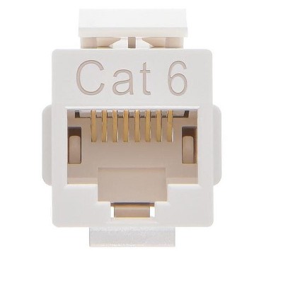50 Pack CAT6 Inline RJ45 Keystone Wall Coupler Jack Adapter – White – 8P8C – LAswitch