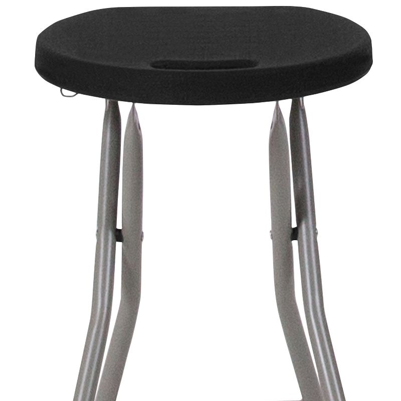 Flash Furniture Foldable Stool with Black Plastic Seat and Titanium Gray Frame, 4 of 12