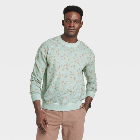 Men's Floral Print Crewneck Pullover Sweatshirt - Goodfellow & Co™ Alpine  Blue L : Target