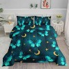 Cyan Butterfly Comforter Set Full Size – Green Blue Moon & Stars Bedding with 1 Comforter & 2 Pillowcases, Cute Quilt Set for Girls, Teens & Adults - 2 of 4