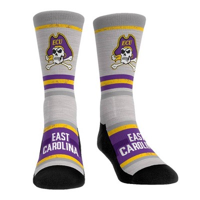 NCAA East Carolina Pirates Adult Cool Gray Block Crew Socks - L/XL