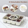 LunaLulinlk 1 Piece Divided Tray with Lid and Handle - Portable Snack Box Deli Container, Clear Snack Platter Organizer, 8 Compartments, White - 2 of 4