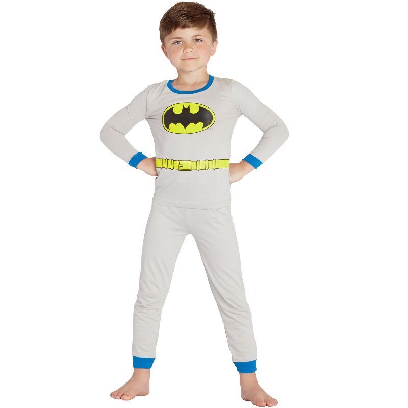 DC Comics Big Boys Batman Costume Pajama Set, Gray, 4 Grey, 2 of 6