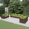 vidaXL Patio Lounge Set Outdoor Sectional Sofa Set Table Garden Poly Rattan - Brown and green 6x corner 2x middle - 2 of 4