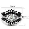 Slickblue Women’s Marquise Ring Set, Clear CZ, Stainless Steel, Elegant Two-Tone Black Design, Sizes 5-10 - 2 of 4