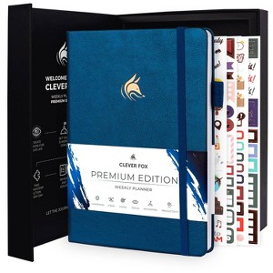 Undated Planner Premium Weekly 6.5"x9.625" Mystic Blue - Clever Fox: Faux Leather, Pockets, Elastic Closure, Ribbon Marker - 1 of 4
