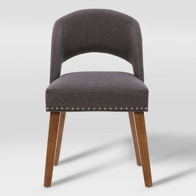 Tiffany Dark Gray Upholstered Side Chair with Wood Legs