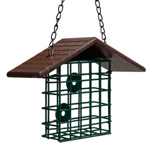JCS Wildlife Single Suet Cage with Poly Lumber Roof - 1 of 4