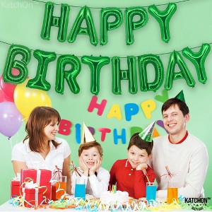 KatchOn, Green Happy Birthday Balloons - 16 Inch | Jungle Party Decorations | Emerald Green Birthday Decorations Women - 1 of 4