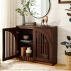 Lyngins Elegant Curved Openwork Sideboard Cabinet, 2 Outlet Holes, Modern Fluted Buffet Cabinet, Storage Cabinet/Narrow Side Cabinet for Living Room - 3 of 4
