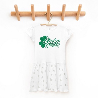 The Juniper Shop Lucky Vibes Clover Toddler Graphic Dress