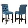 Roundhill Furniture Leviton Solid Wood Tufted Asons Counter Height Stool, Blue, Set of 2 - 3 of 4