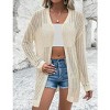 Coolmee Women's Crochet Lightweight Cardigan Cover Up Open Front Long Sleeve Summer Cardigans - 2 of 4