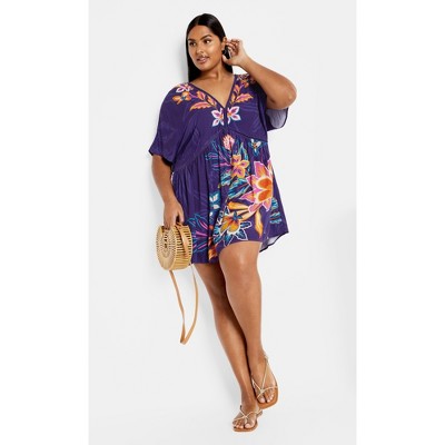 Women's Plus Size Island Breeze Kaftan - navy | CITY CHIC