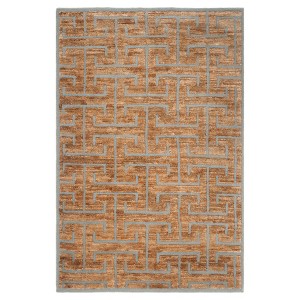 Gray/Beige Geometric Knotted Area Rug - (5