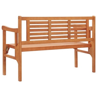 Medium Brown Eucalyptus Wood Foldable Patio Bench