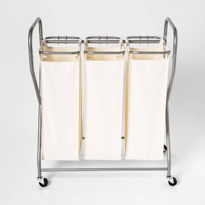 triple laundry hamper with lid