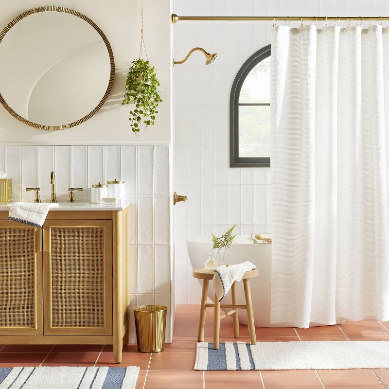Textured Horizontal Stripe Matelass&#233; Shower Curtain Cream - Hearth &#38; Hand&#8482; with Magnolia, 3 of 5