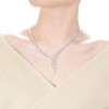 Guili Sterling Silver Rhodium Plated Clear Round Cubic Zirconia Cluster Necklace, an exquisite and dazzling accessory for any occasion. - 2 of 2