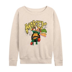 Women's - Teenage Mutant Ninja Turtles - Michelangelo AKA Mikey Lightweight French Terry Wide Neck Long Sleeve Shirt - 1 of 4