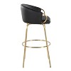 LumiSource Set of 2 Claire Barstools Gold/Black PU - 3 of 4