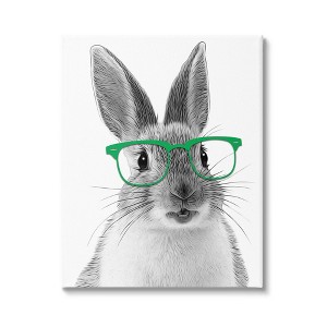 Wall Art by Annalisa Latella Bunny Green Eyeglasses Fun Pet Kids' Unframed Canvas - Stupell Industries: MDF, Multicolor, Vertical - 1 of 4