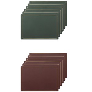 Unique Bargains Dining Room Heat Resistant Modern Faux Leather Placemats 18" x 12" 12 Pcs - 1 of 4