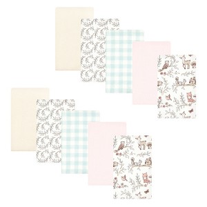 Hudson Baby Infant Girl Cotton Flannel Burp Cloths, Girl Woodland Pals 10-Pack, One Size - 1 of 4