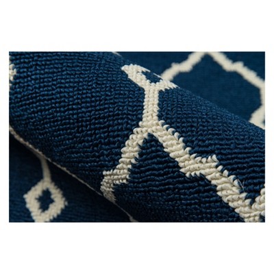 Navy Blue Rectangular Flat Woven Synthetic Area Rug 5' x 7'