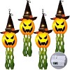Halloween Decorations Outdoor Decor Hanging Lighted Glowing Pumpkin Witch Hat with 3 Modes Lighted Up Scary Orange Halloween Decorations - 2 of 3