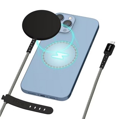 iHome 10W Magnetic Wireless Charger, 6ft Durastrain Cable, MagSafe Compatible for iPhone 12/13, Black
